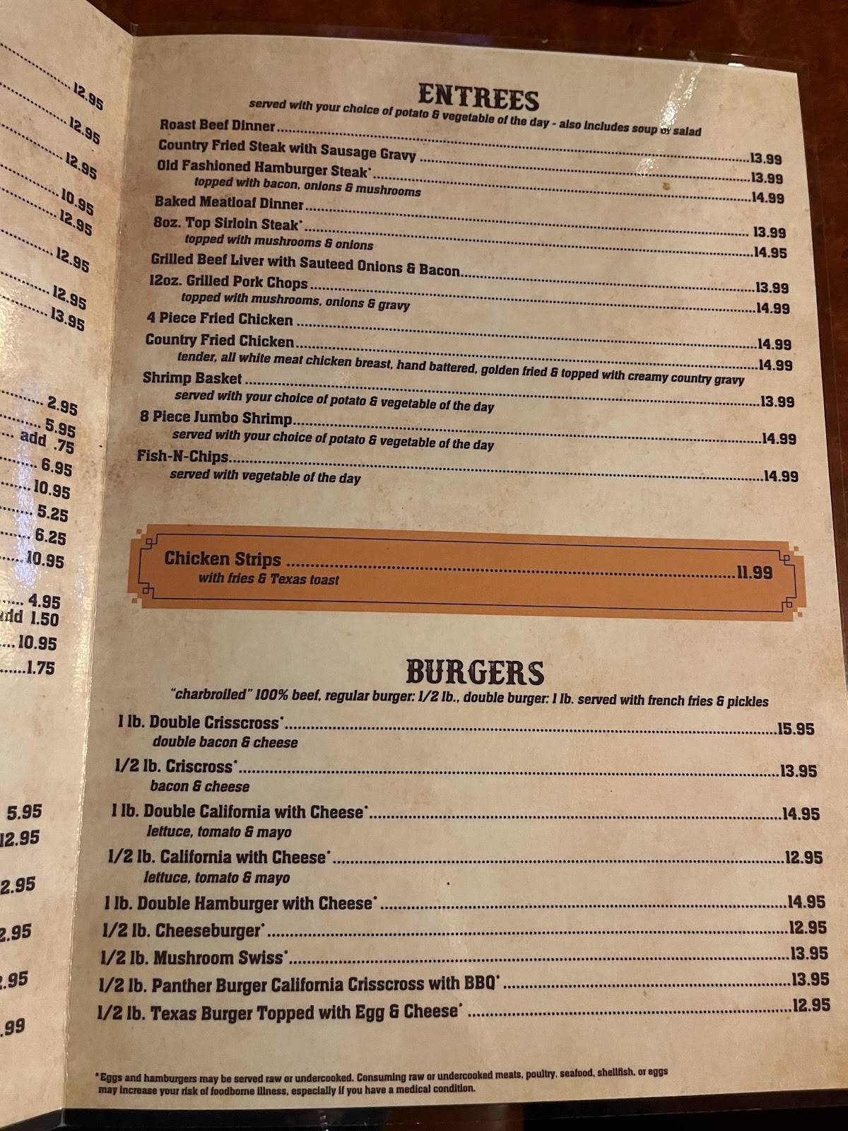 Menu at Buckboard restaurant, Lakeville