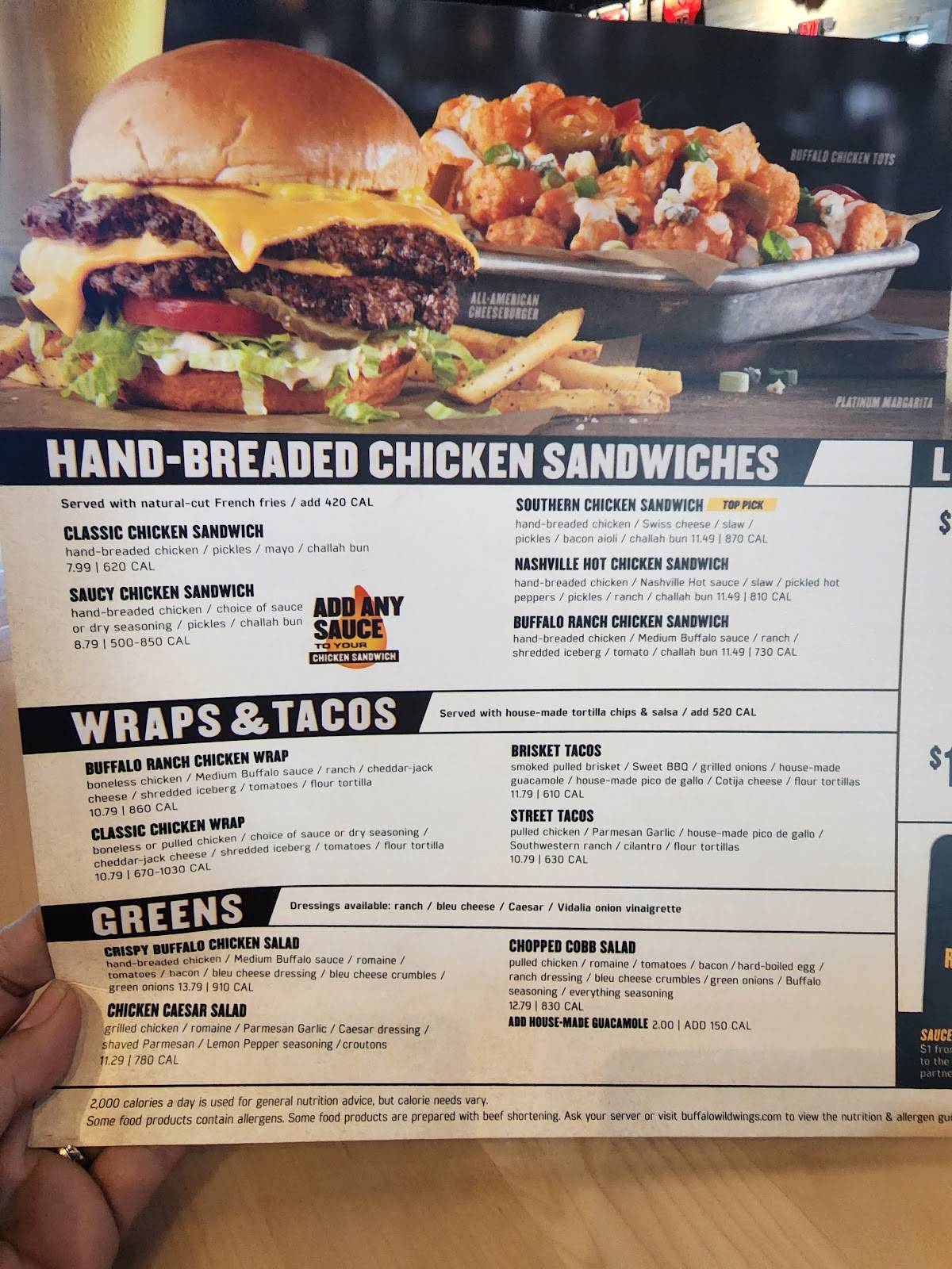 Menu at Buffalo Wild Wings pub & bar, Colorado Springs, New Center Point