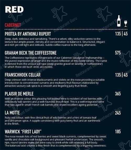 Menu at Butcher Block Restaurant Umhlanga, Durban, 2 Ncondo Place