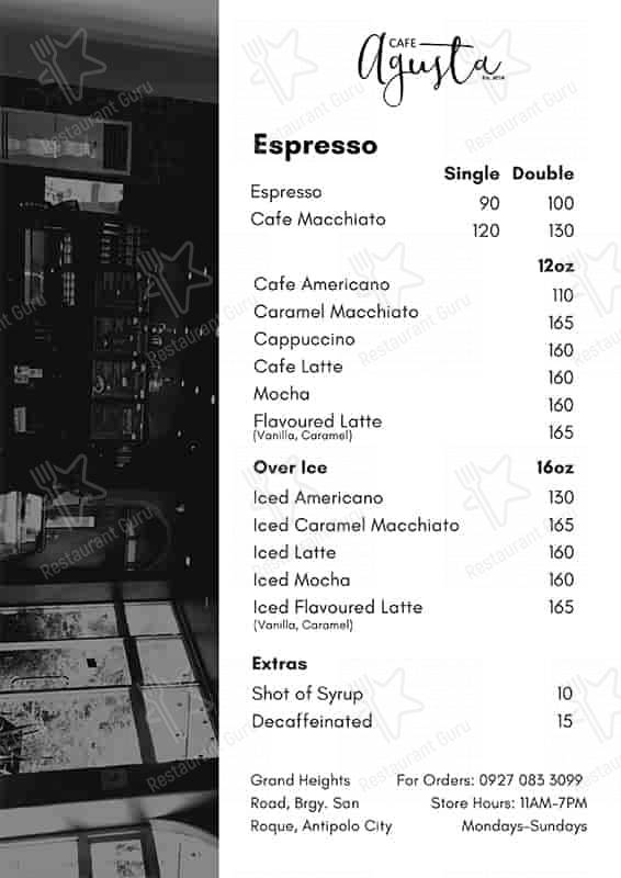 Menu at Cafe Agusta, Antipolo