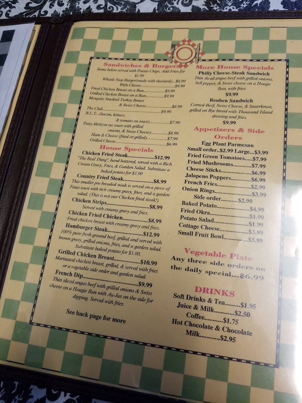 Menu at Courthouse Whistle Stop restaurant, Livingston