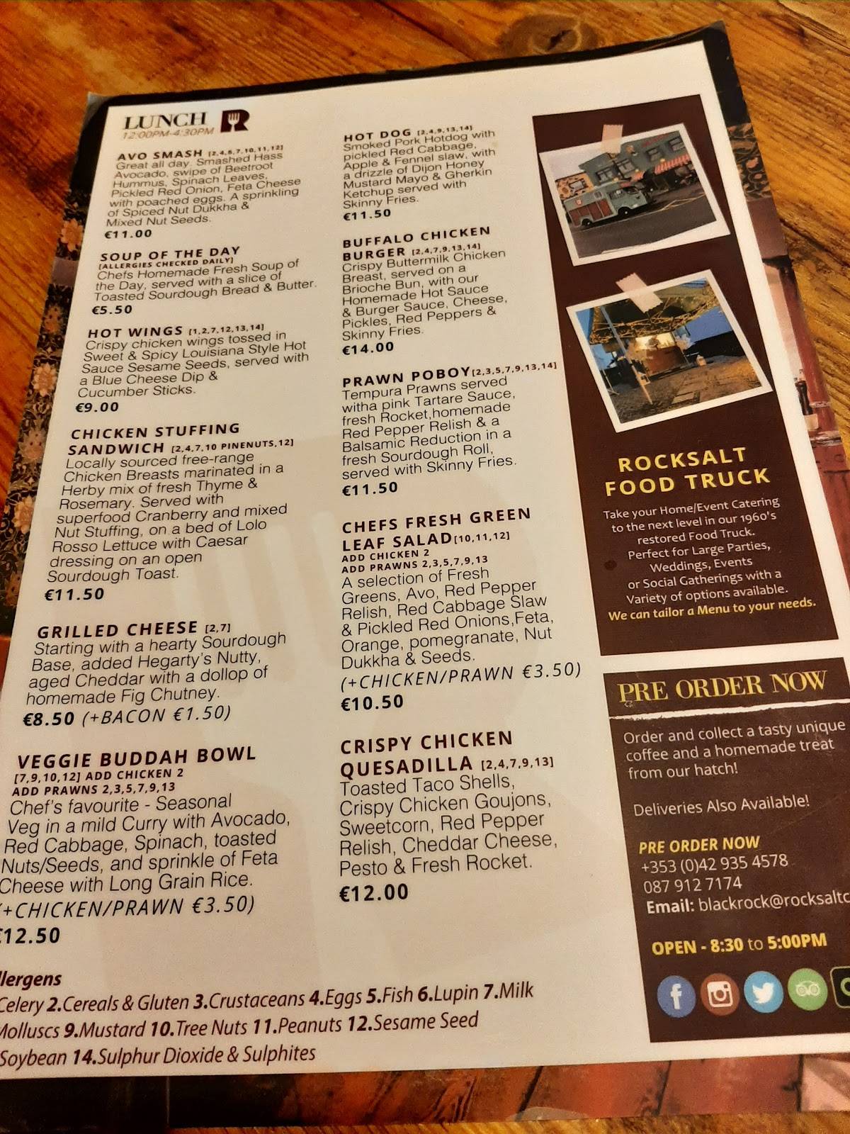 Menu at Rocksalt Café cafe, Dundalk