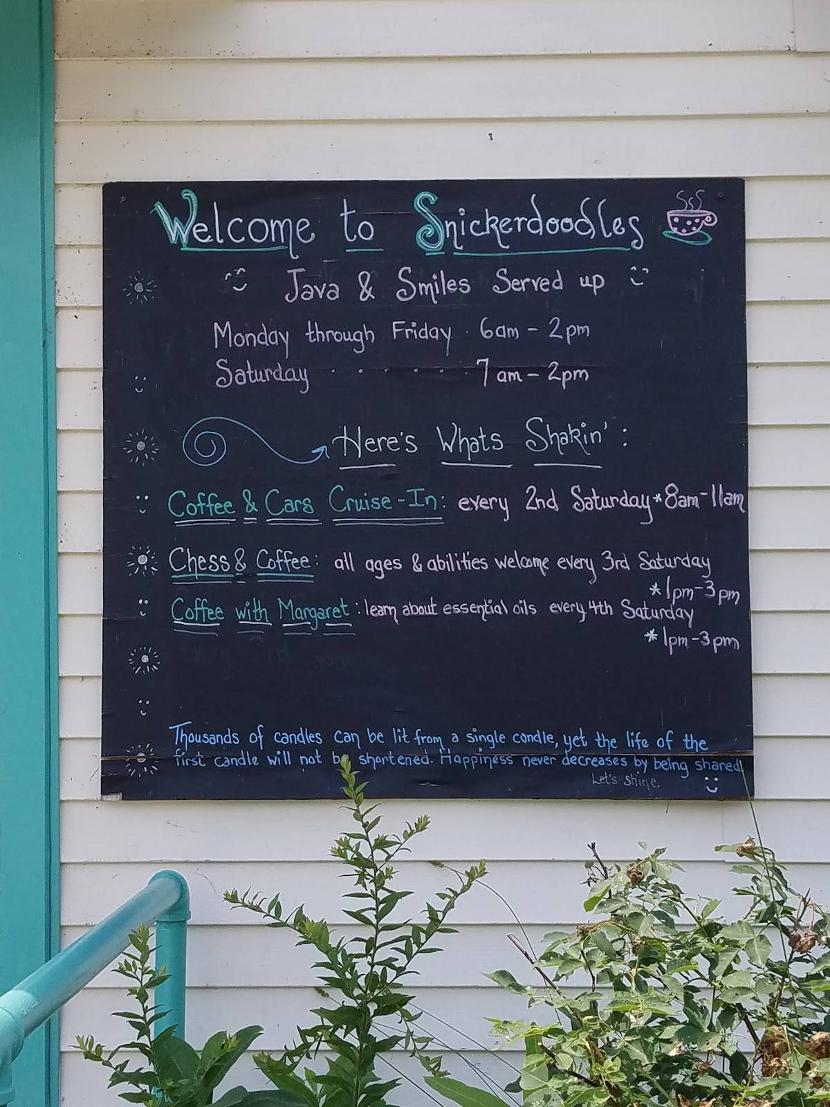 Menu at Snickerdoodles Coffee Shop cafe, Limington