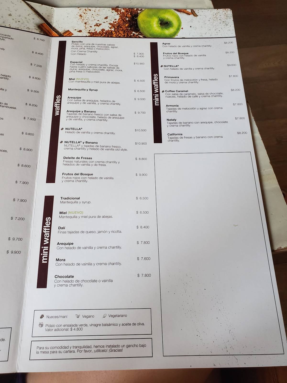 Carta del restaurante Crepes & Waffles San Pedro, Cartagena, Pl. del