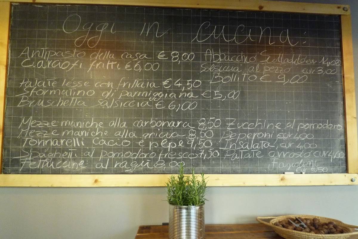 Menu at Casa Mia in Trastevere Roma restaurant, Rome