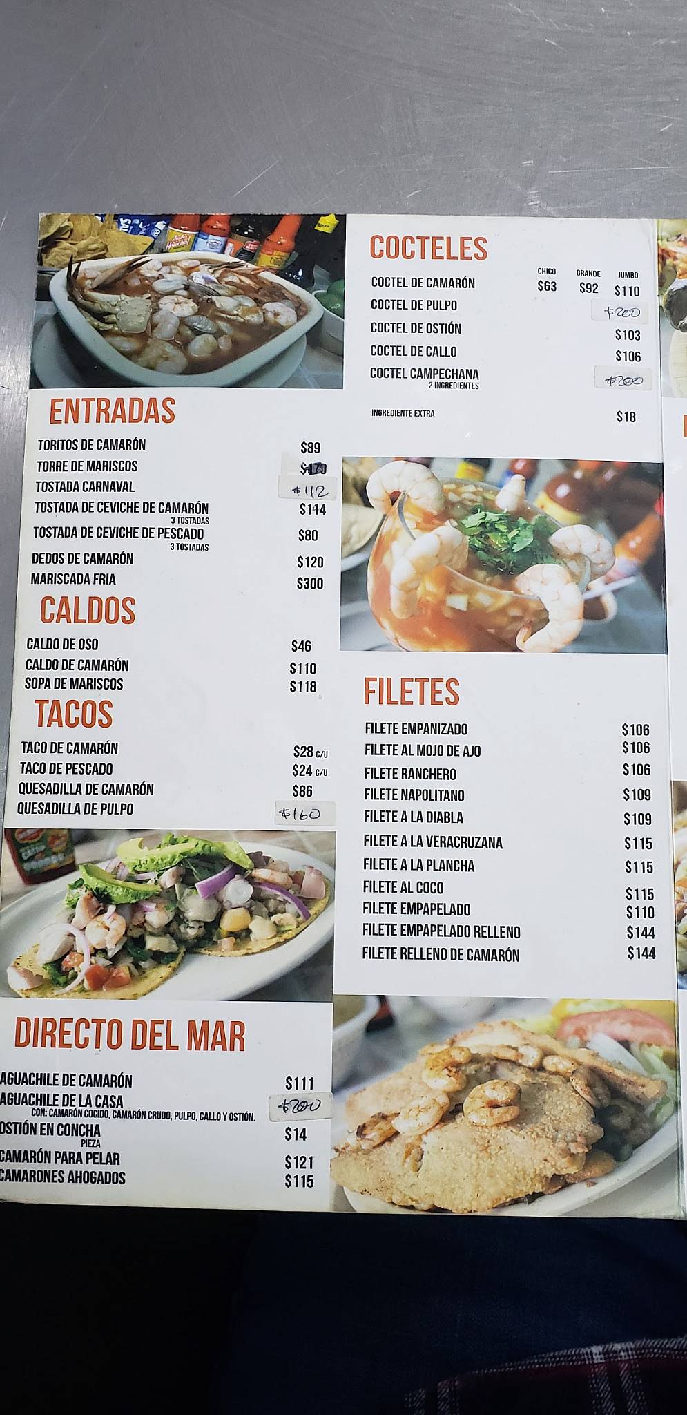 Carta Del Restaurante Pescados Y Mariscos Valcor Chihuahua Calle