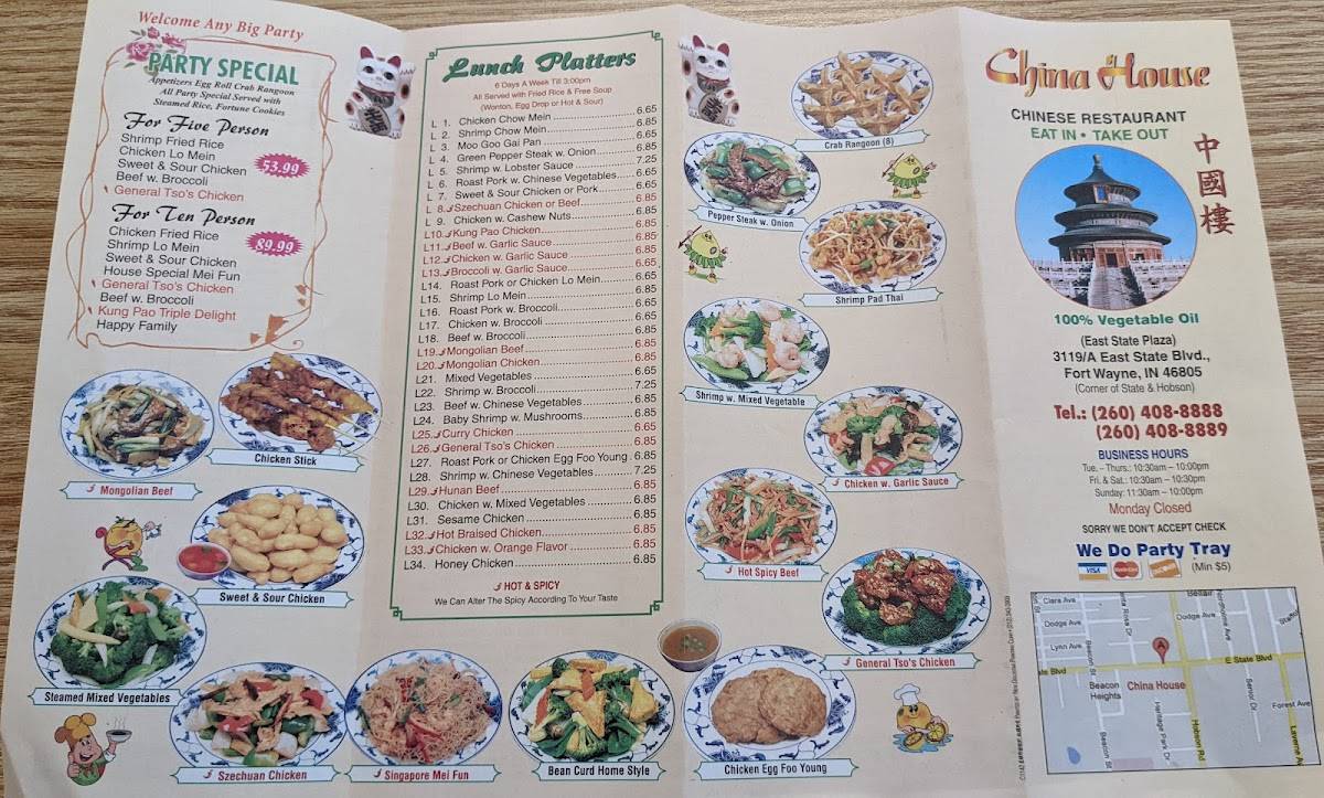 Menu at China House Restaurant, Fort Wayne, E State Blvd A