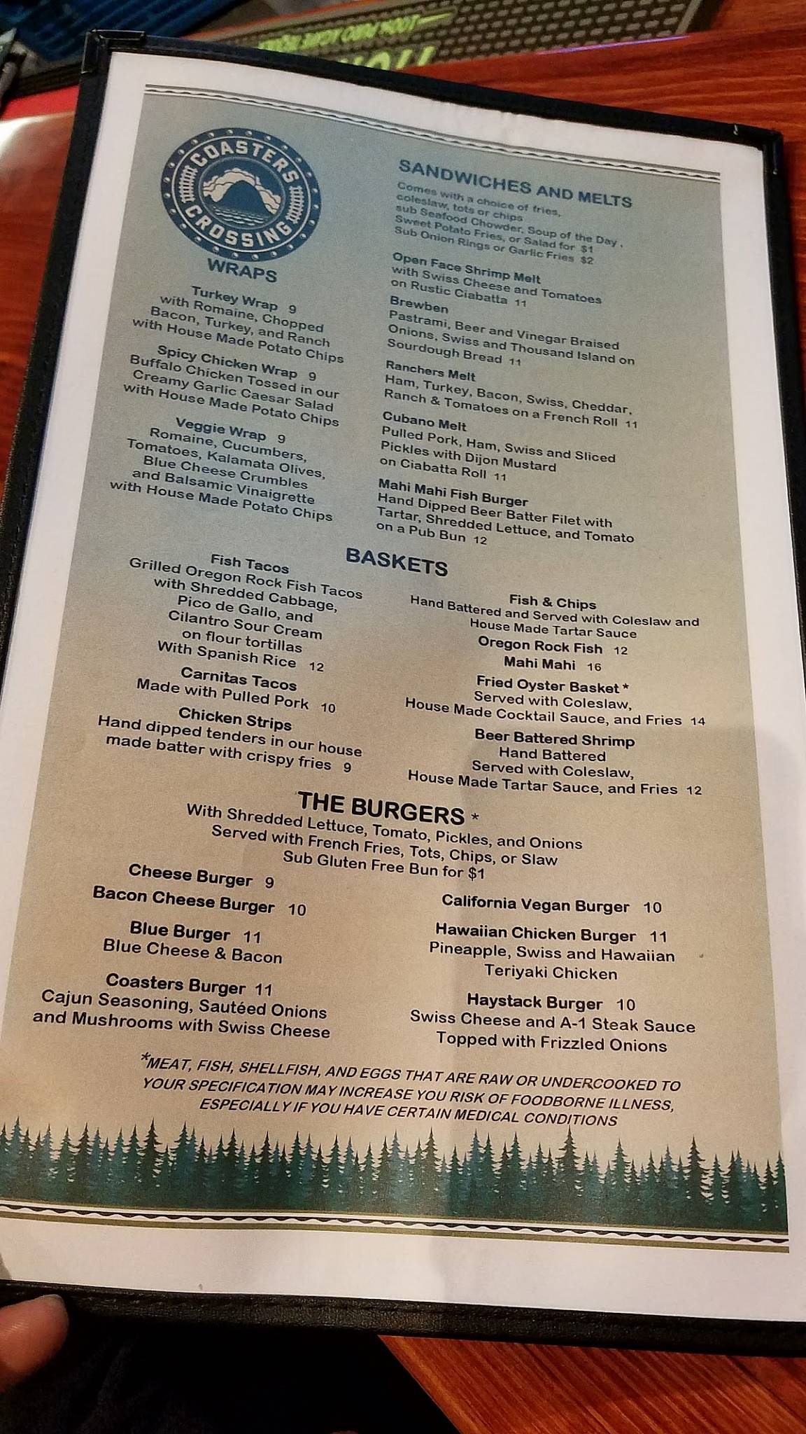 Menu at Coasters Crossing pub & bar, Oregon City