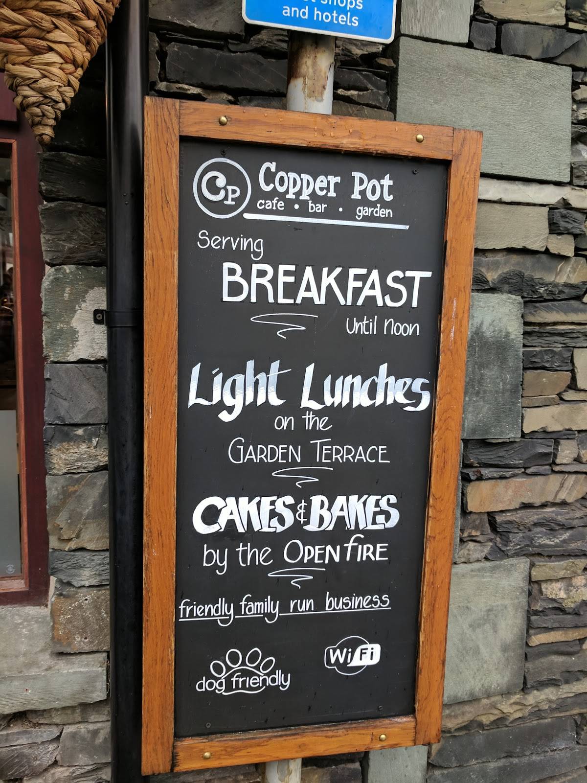 Menu at Copper Pot coffee house, Ambleside