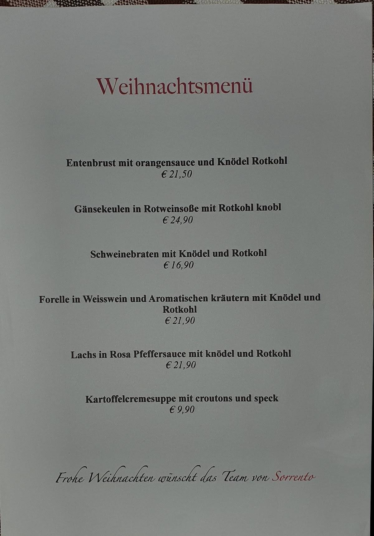 Speisekarte von Der Garten von SORRENTO Restaurant, Löbau