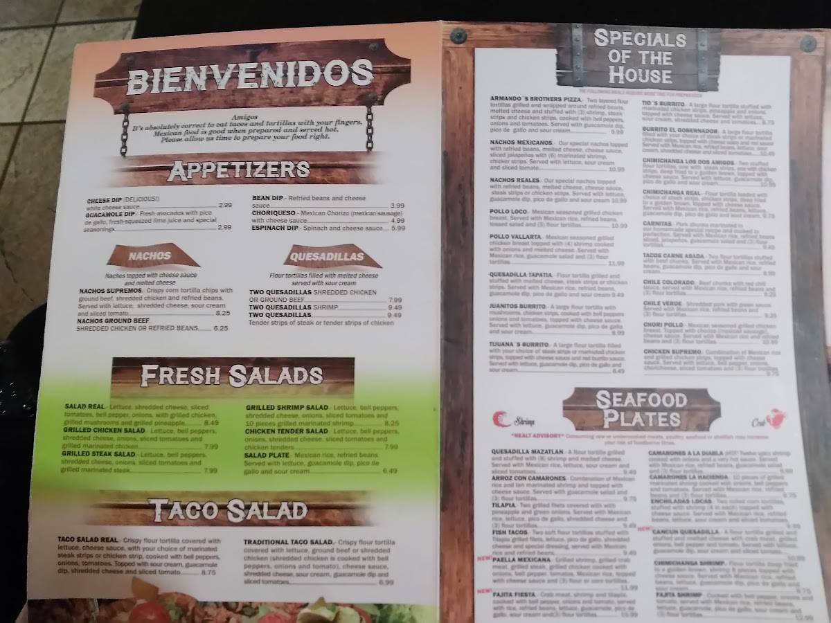 Menu at El Camino Real restaurant, Decatur, Winchester Rd