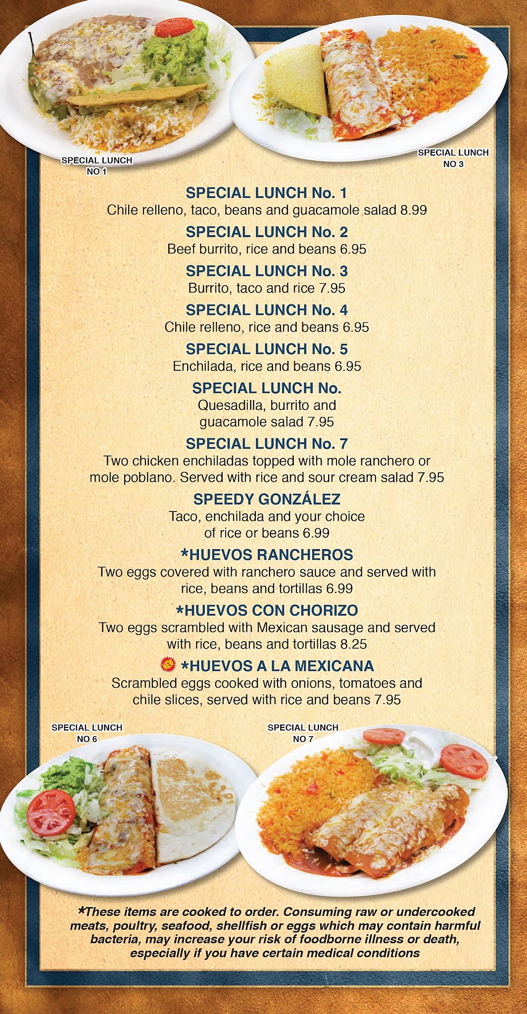 Menu at El Cazador Mexican Restaurant, Fayetteville, Skibo Rd