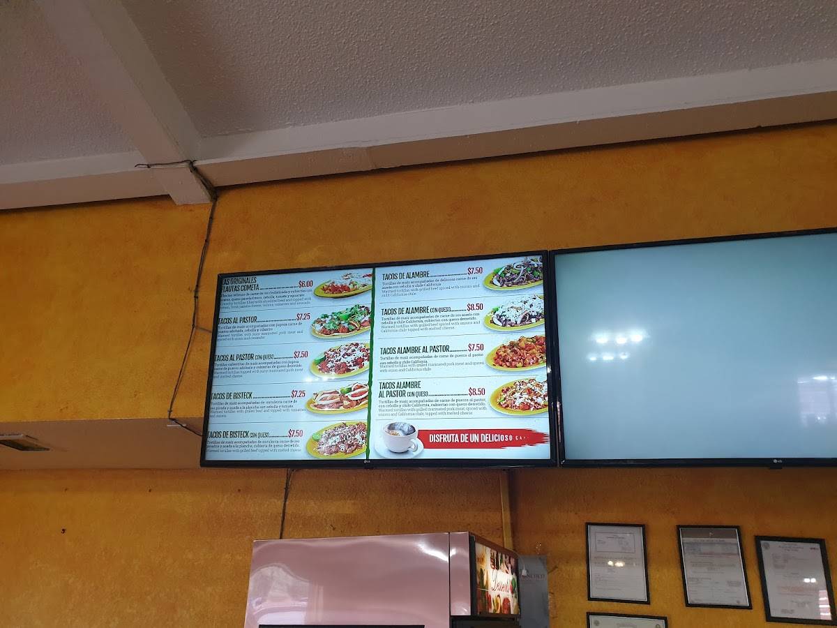 Menu at El Cometa restaurant, El Paso, Viscount Blvd