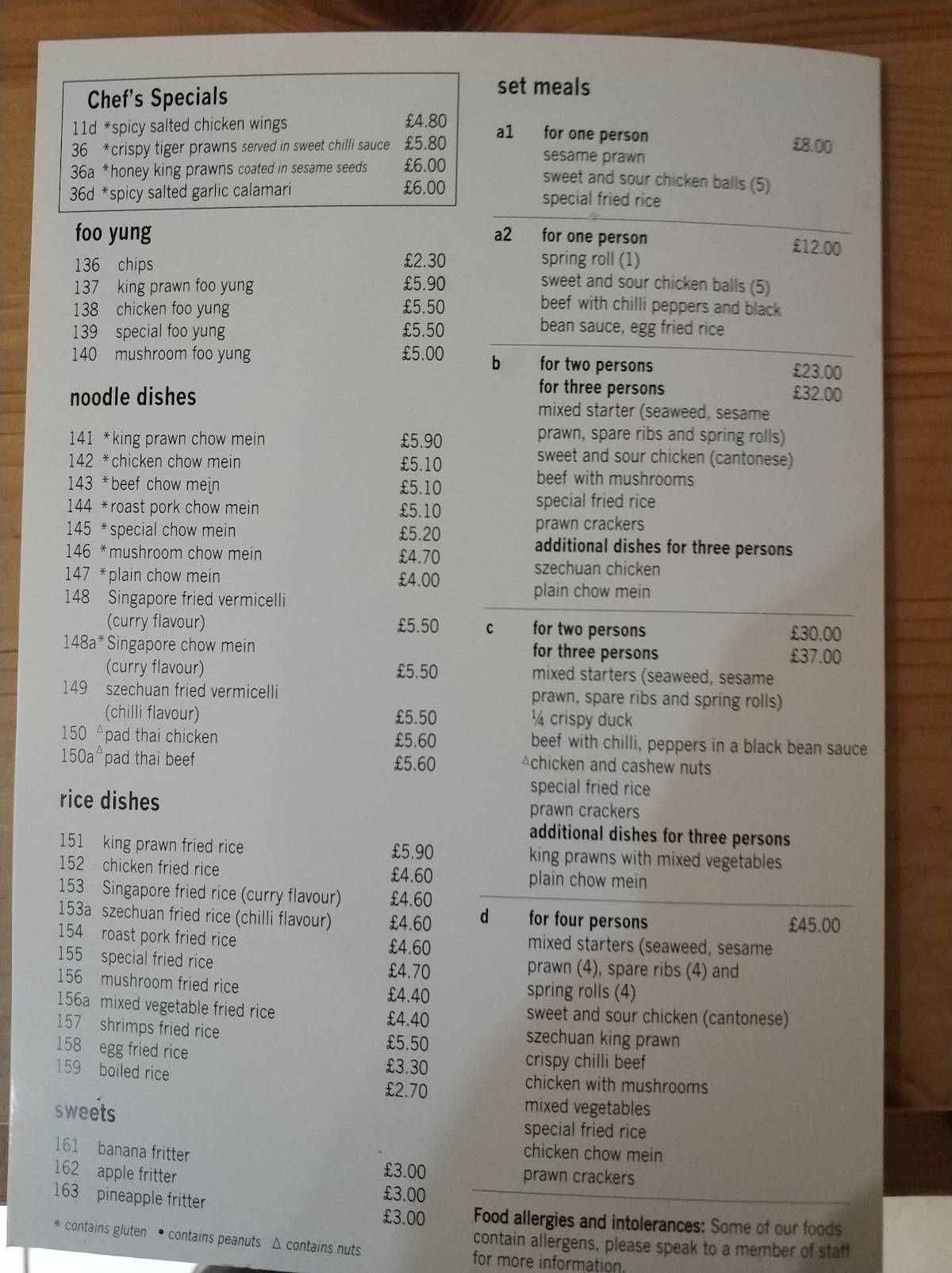Menu at J3 Chinese Takeaway restaurant, Bracknell