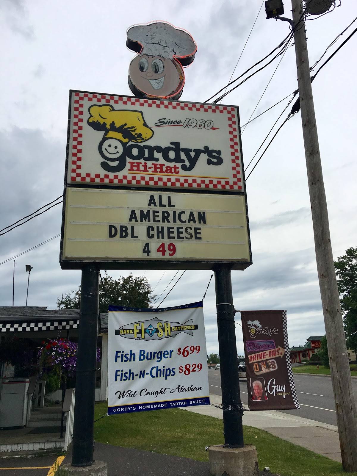 Menu at Gordy's HiHat restaurant, Cloquet