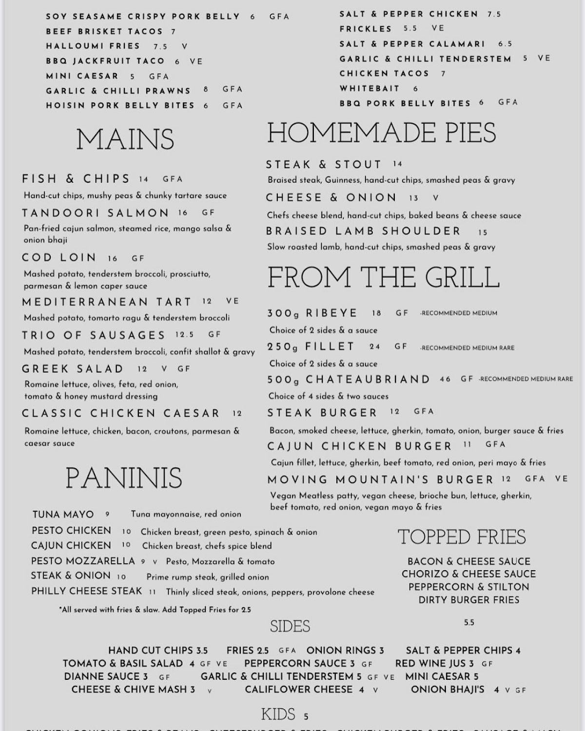 Menu at Hare & Hounds pub & bar, Glossop