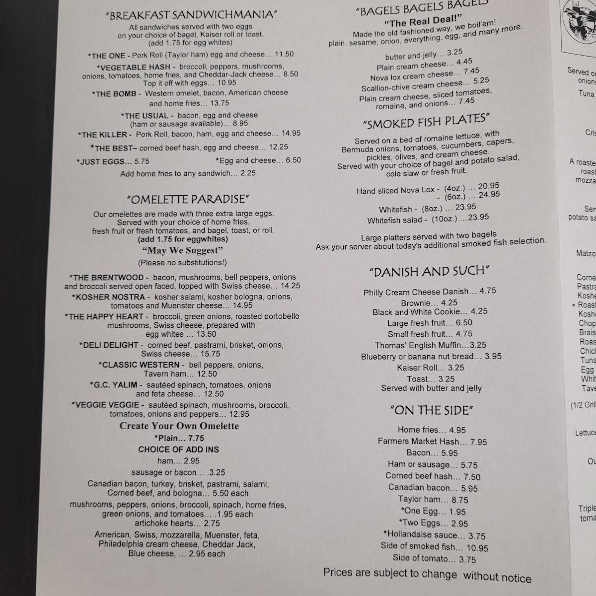 Menu At Weiss Deli Restaurant, Henderson