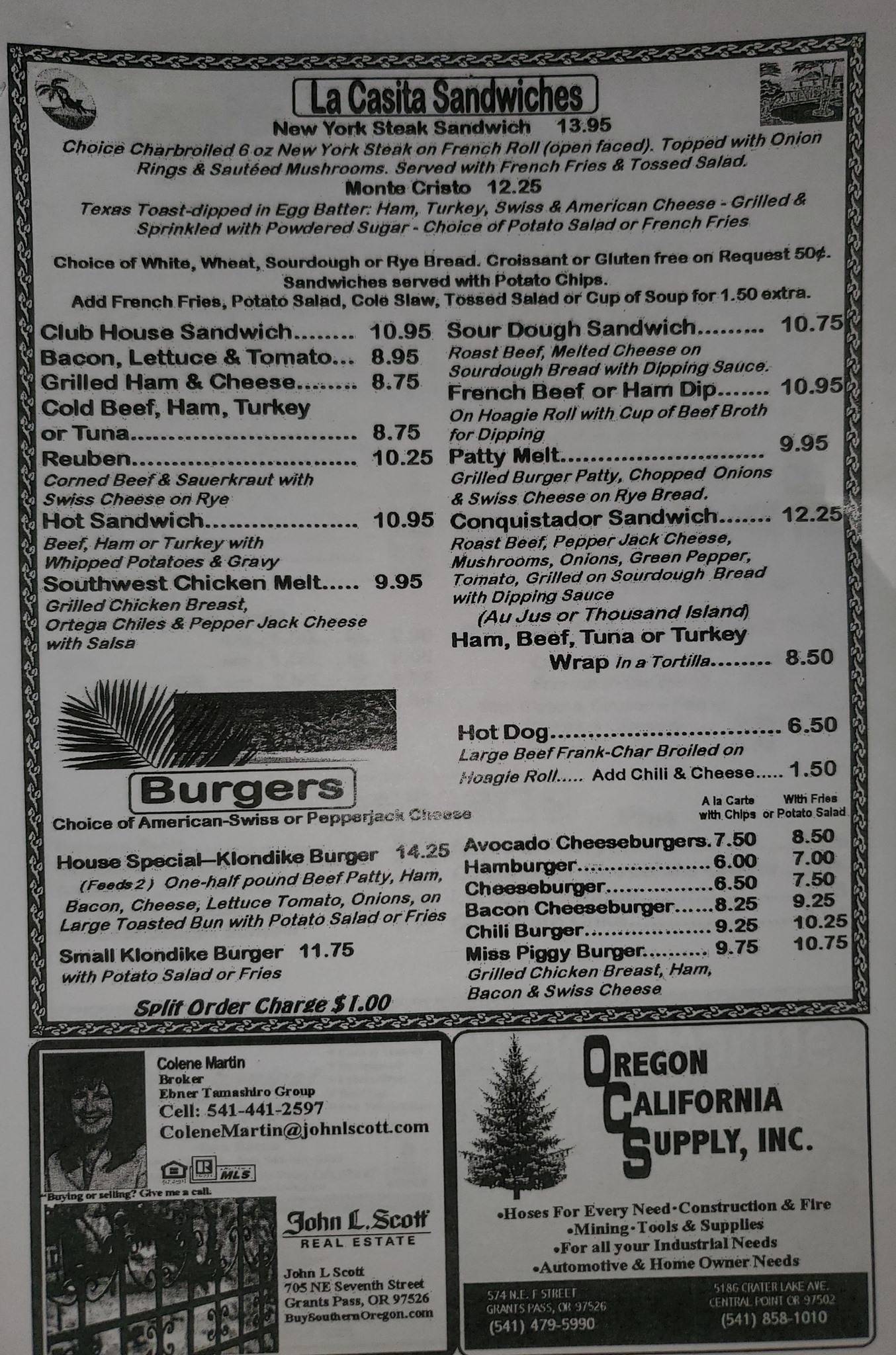 Menu at Herb's Restaurant and Shenanigans Lounge, Grants Pass