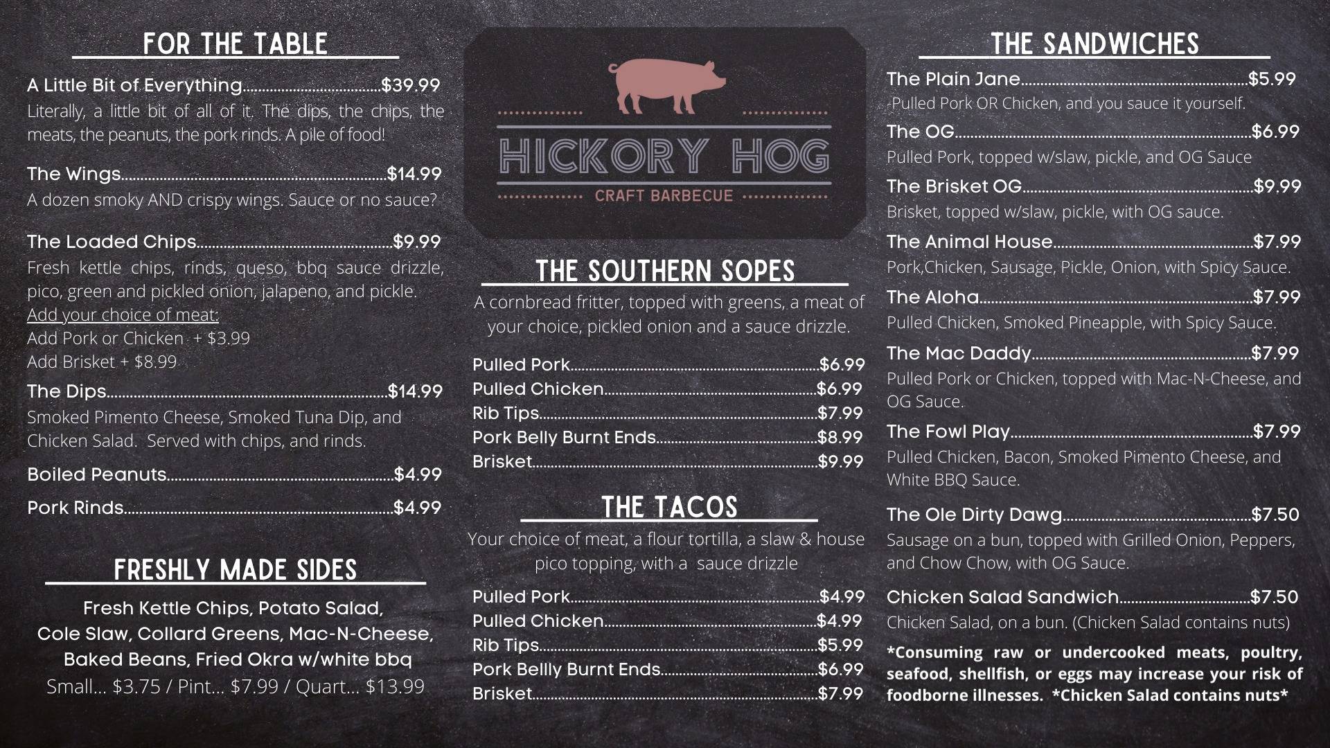 Menu at Hickory Hog BBQ, Lucedale