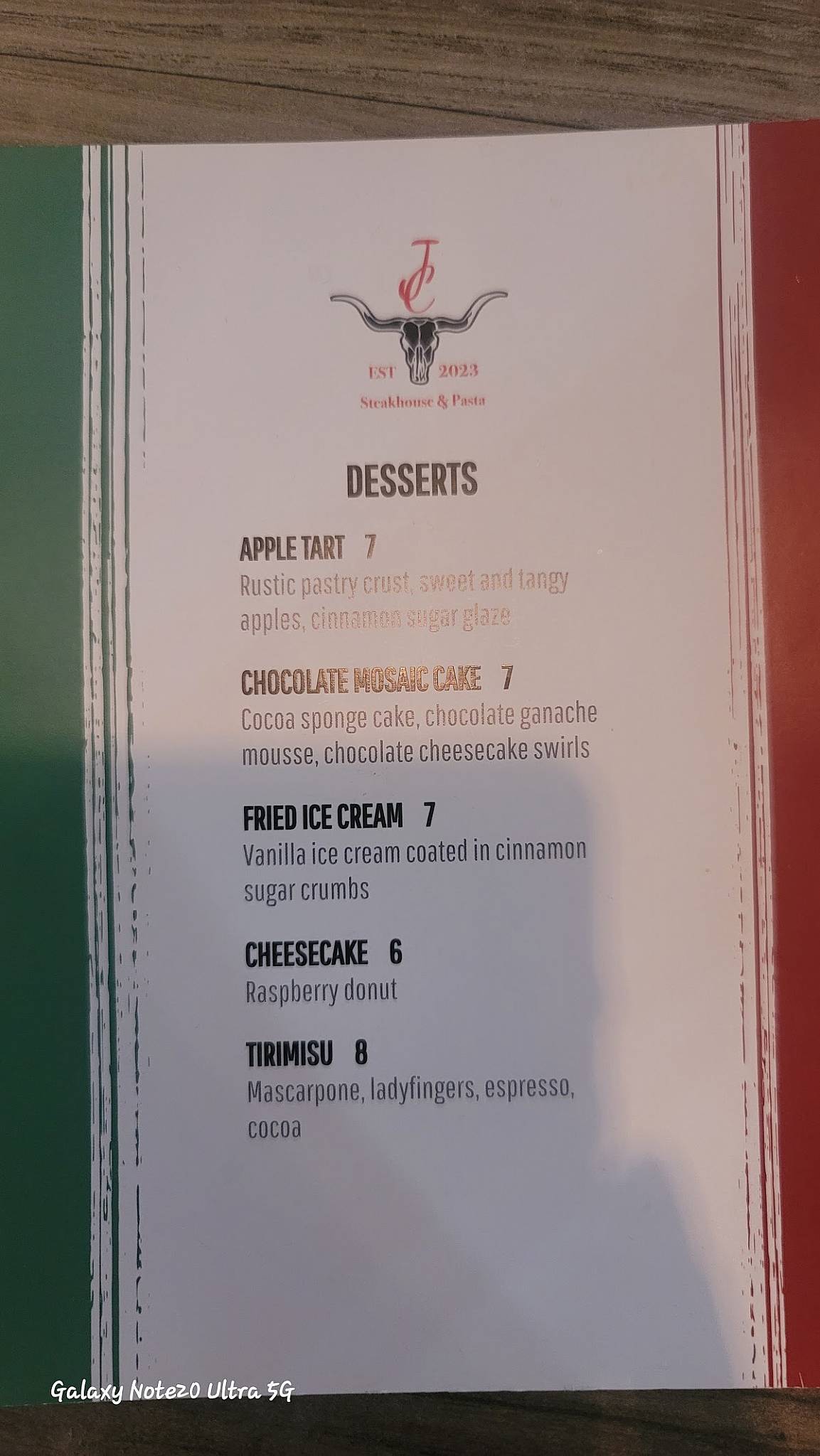 Menu at Jc’s Steakhouse, Wahoo