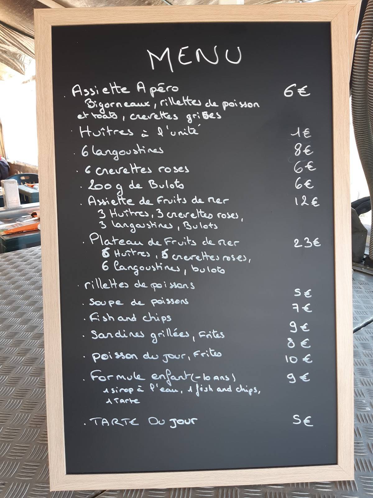 Menu Au La Cabane De Port Des Barques Port Des Barques