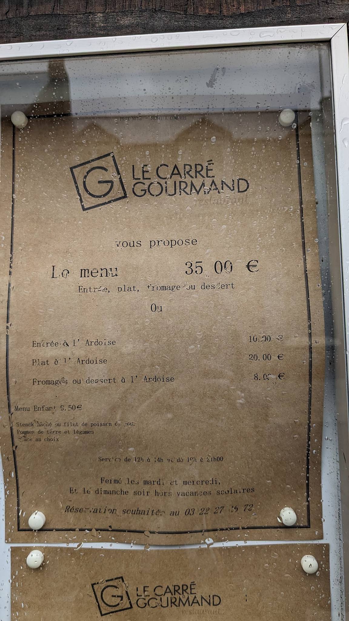 Menu au Le Carré Gourmand restaurant, Le Crotoy