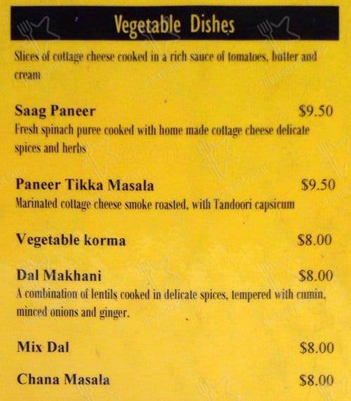 Mashallah Pakistani and Indian Cuisine menu