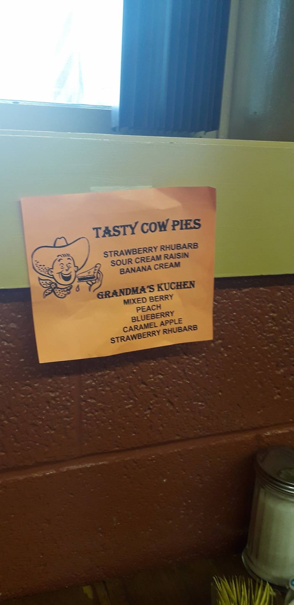 Menu at Cowboy Cafe, Medora