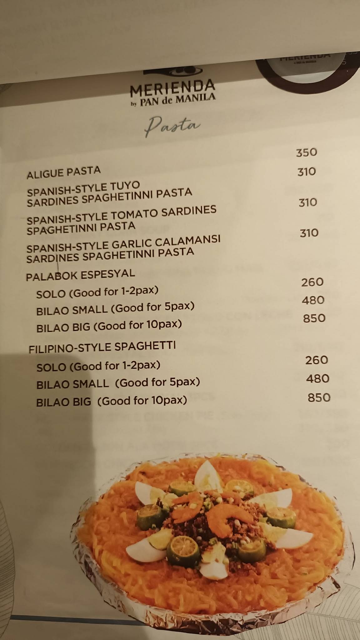 Menu At Merienda By Pan De Manila Restaurant Pasig