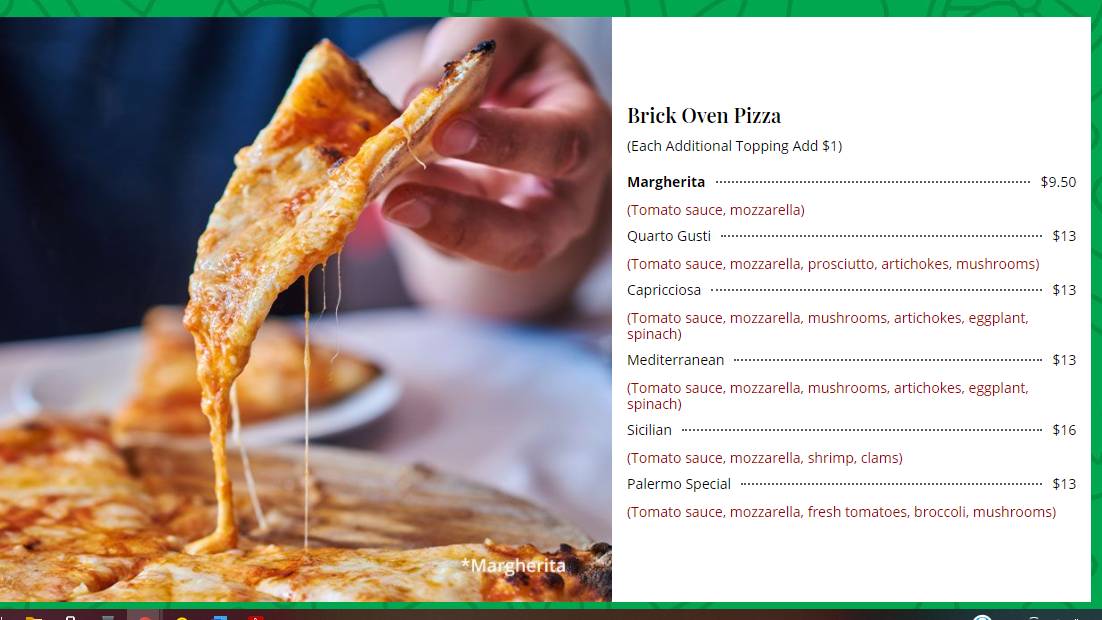 Menu at Palermo Pizza and Restaurant, Minersville