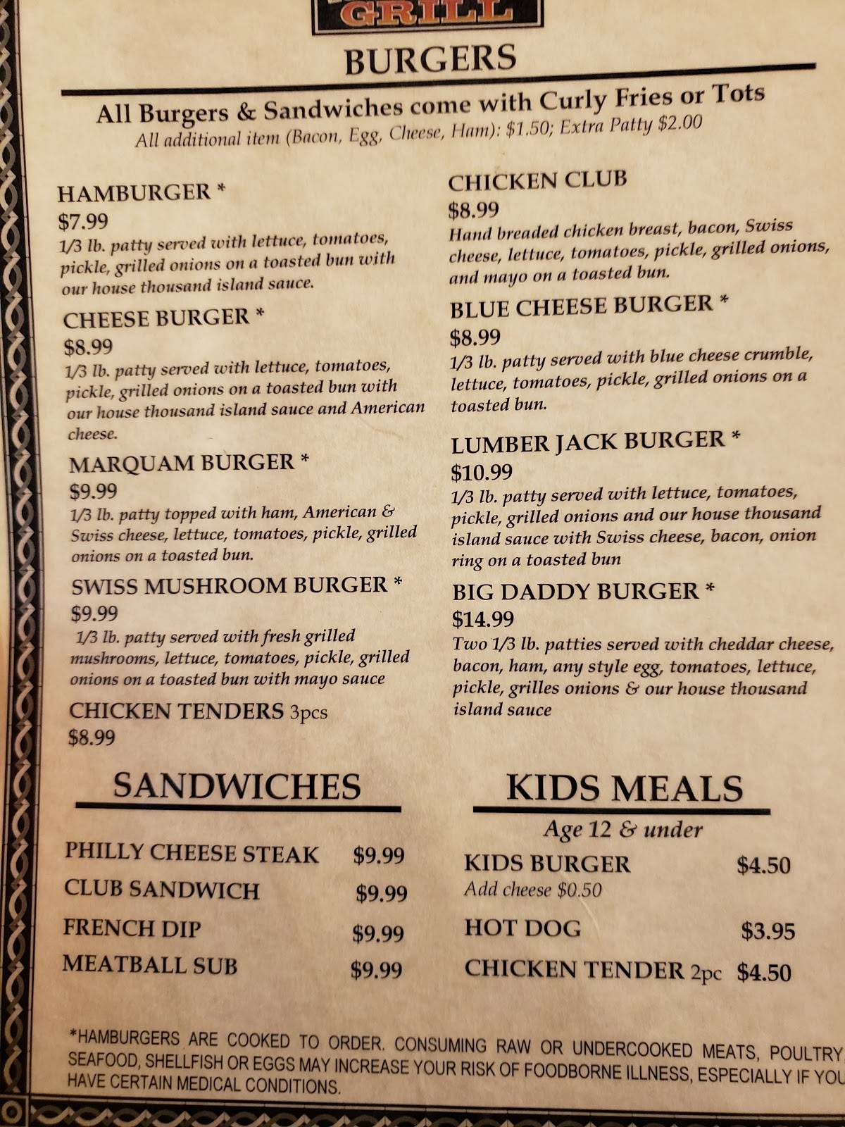 Menu at Burger Shack of Lumberjack pub & bar, Molalla, 180 Industrial Way