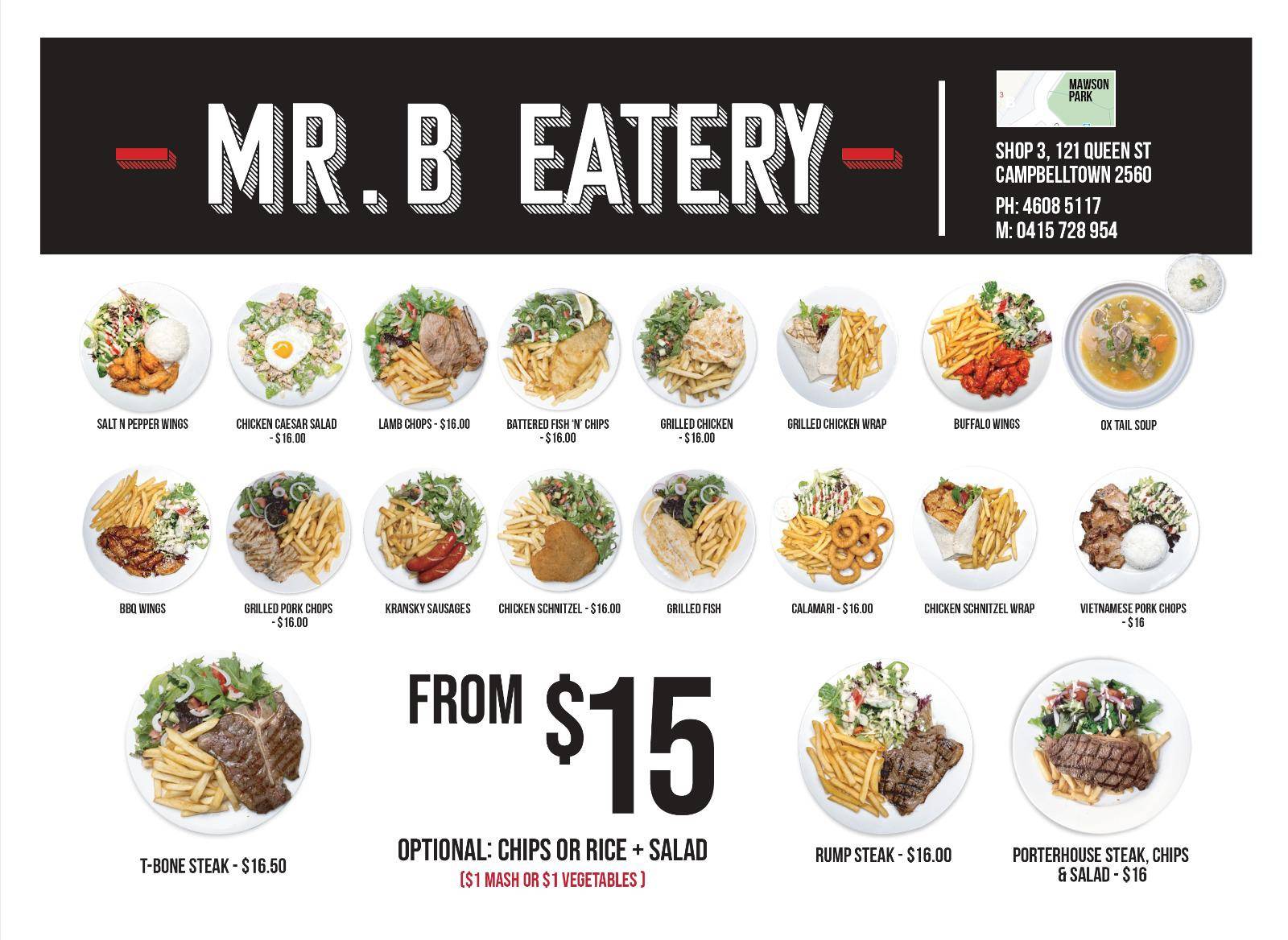 Menu At Mr B Eatery Restaurant, Campbelltown