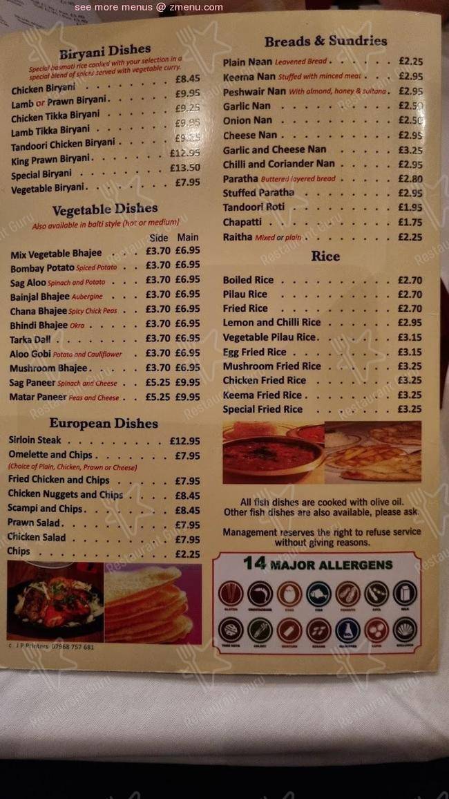 Menu at New Swad restaurant, Swadlincote