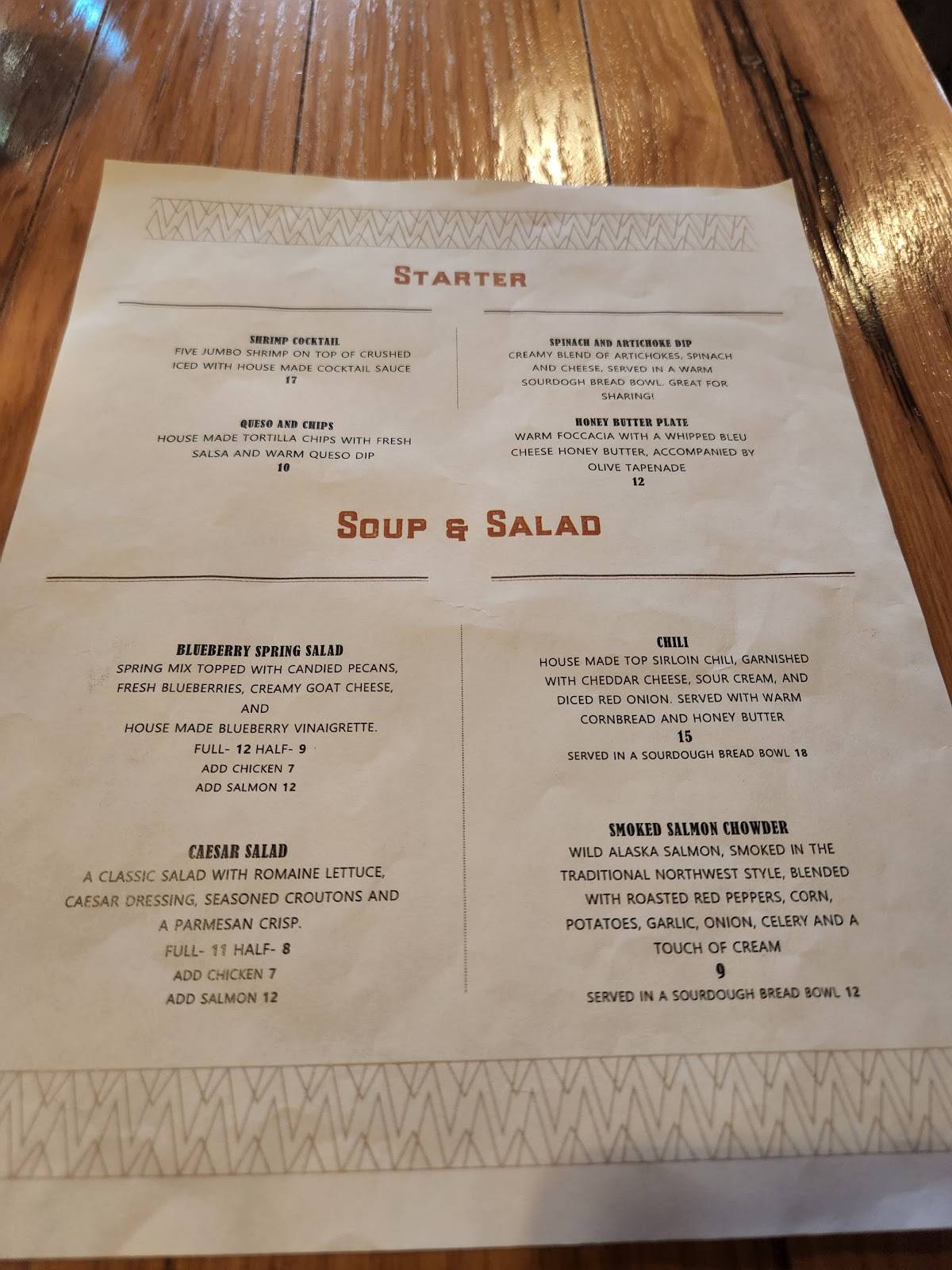 Menu at North Fork Restaurant, Trapper Creek