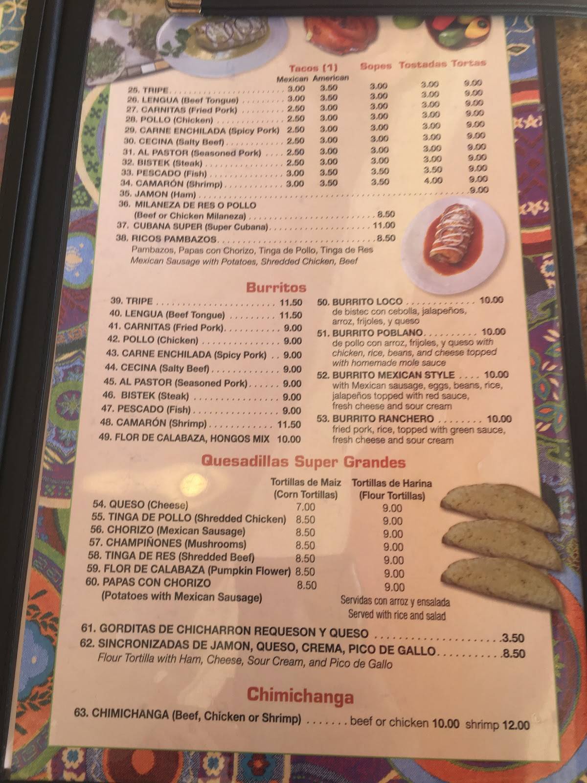 Menu at Nuevo El Mariachi Loco restaurant, Hammonton