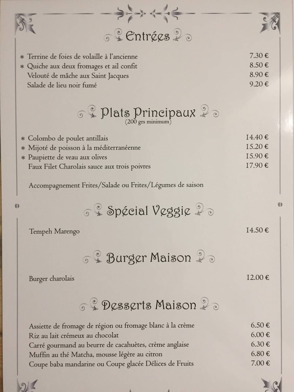 Menu Au Grand M Chant Loup Restaurant Dompierre Sur Besbre