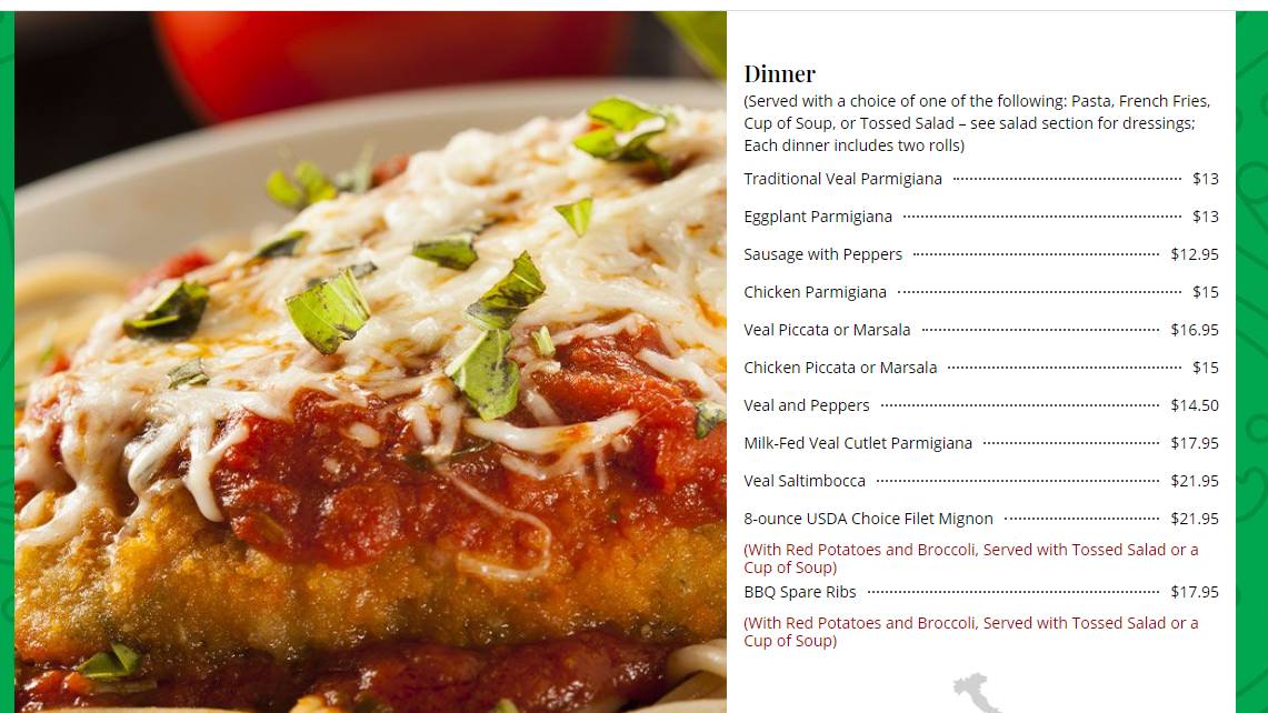 Menu at Palermo Pizza and Restaurant, Minersville