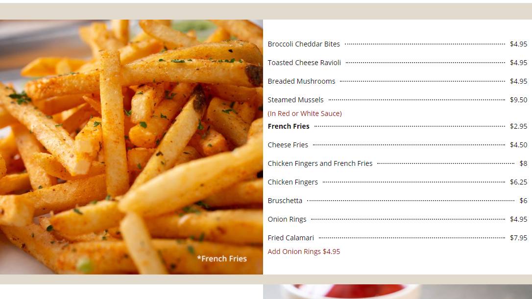 Menu at Palermo Pizza and Restaurant, Minersville