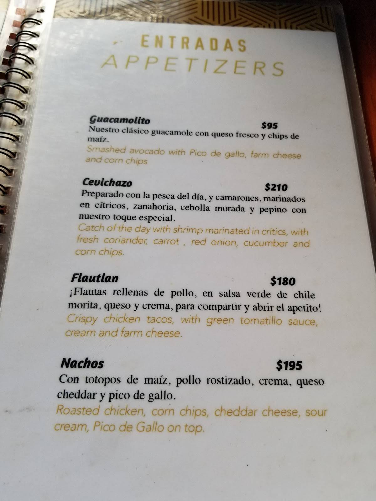 Menu at Paprika Mexican & Caribbean kitchen restaurant, San Miguel de