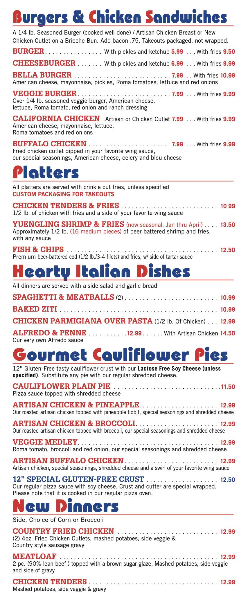 Menu at Pizza Bella - Pittston/Jenkins TWP pizzeria, Wilkes-Barre