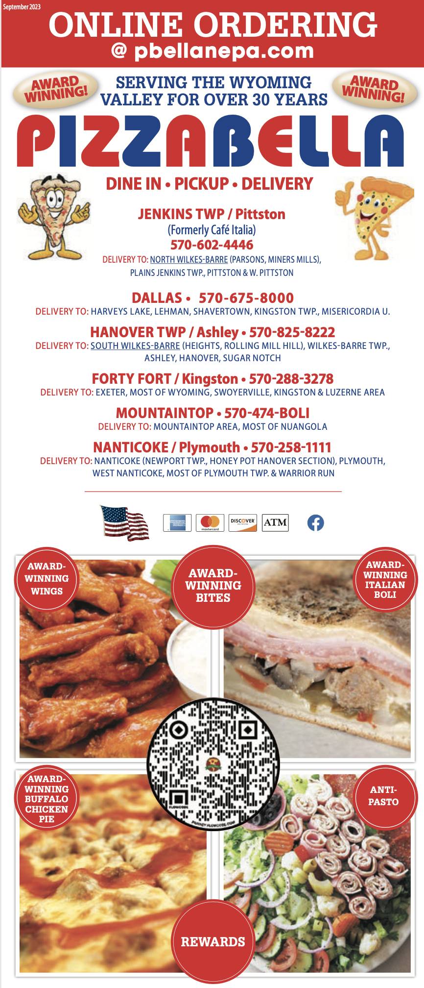 Menu at Pizza Bella Pittston/Jenkins TWP pizzeria, WilkesBarre