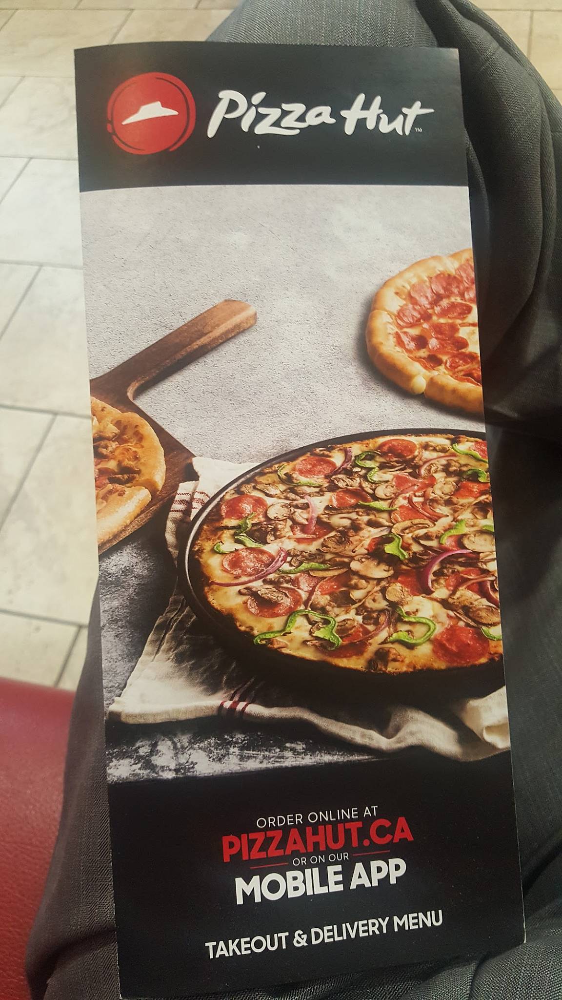 Menu at Pizza Hut pizzeria, Sarnia