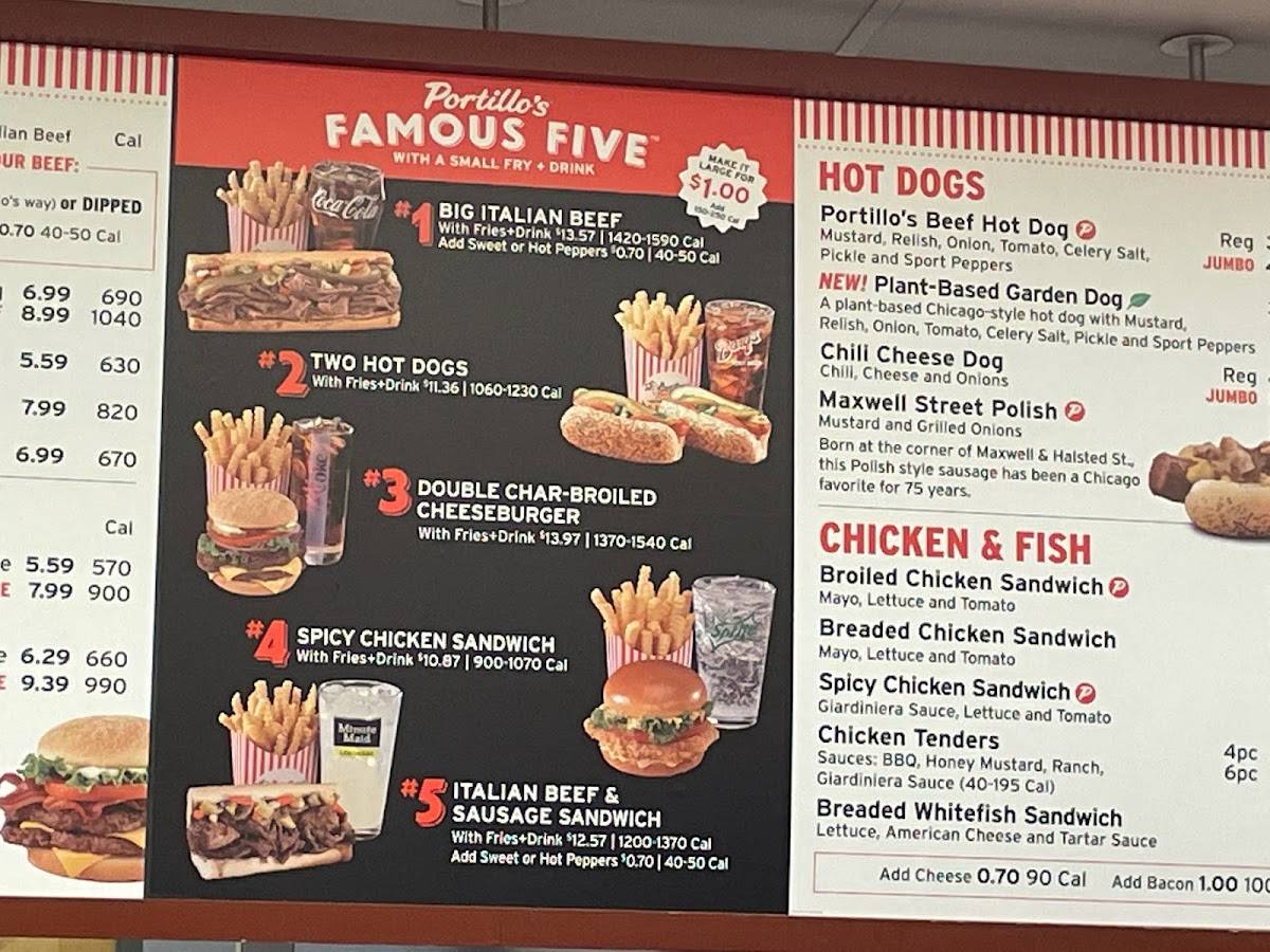 Menu at Portillo's Rockford restaurant, Rockford