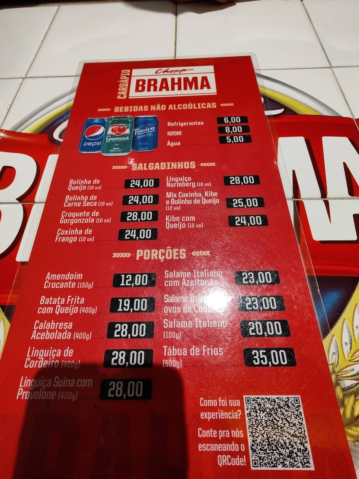 Menu Em Quiosque Chop Brahma Pub Bar Curitiba