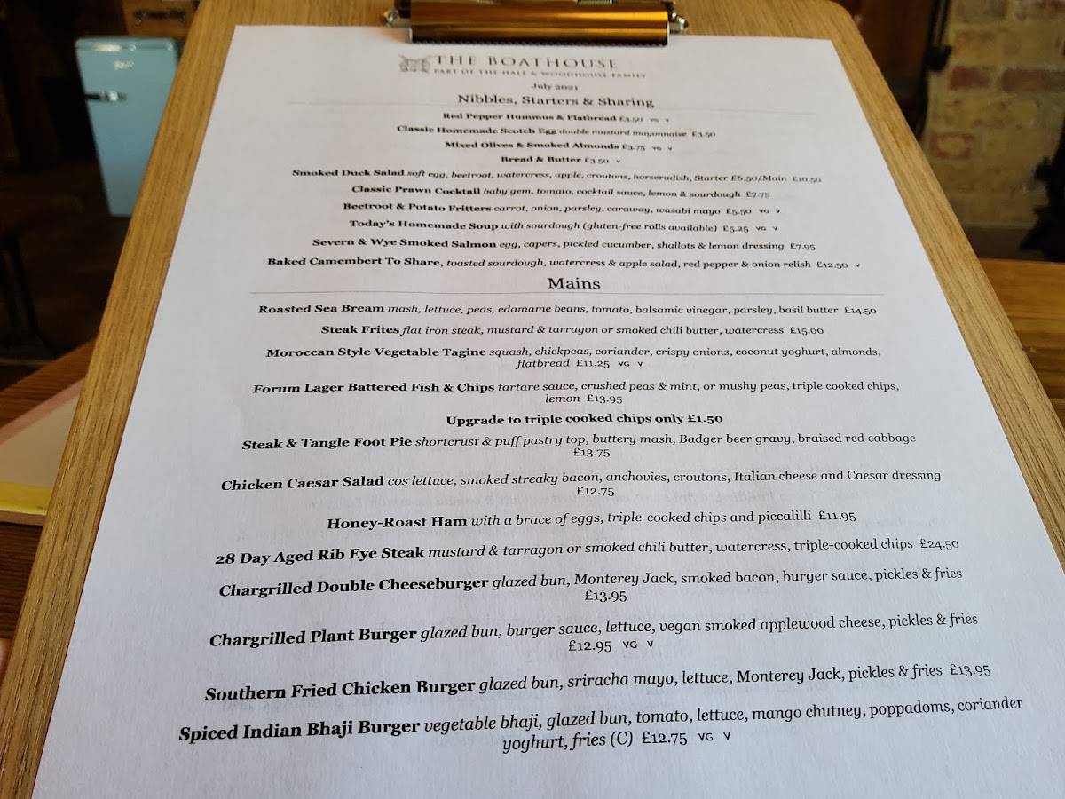 Menu at The Boathouse pub & bar, Bath, Newbridge Rd