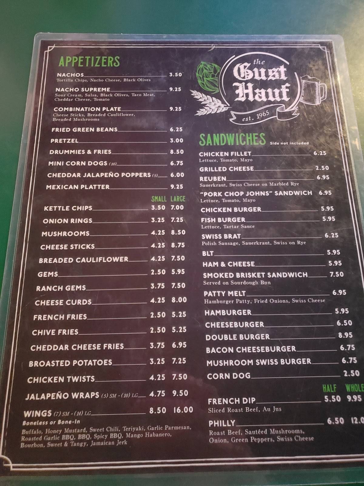 Menu at The Gust Hauf pub & bar, Glendive