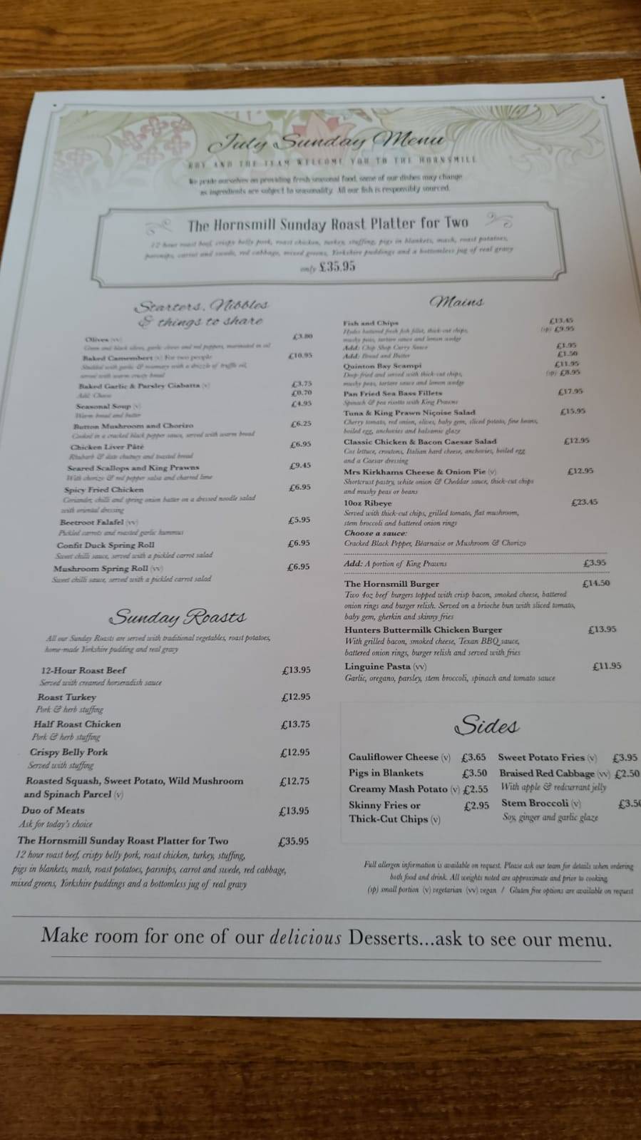Menu at The Hornsmill pub & bar, Helsby
