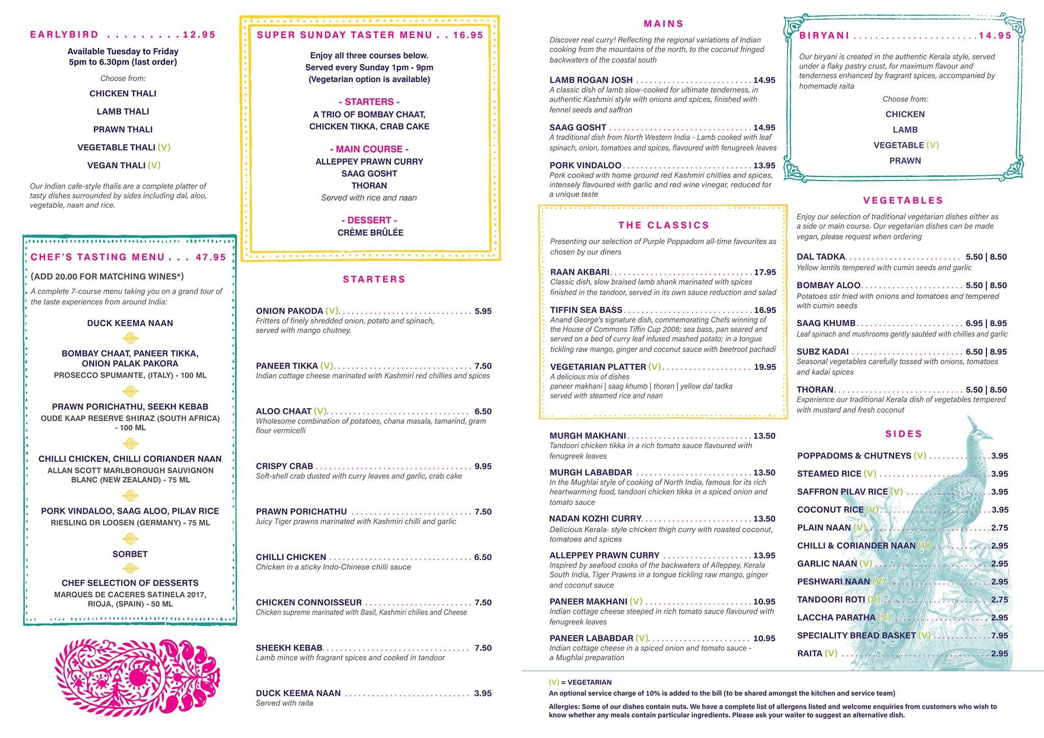 Menu at Purple Poppadom restaurant, Cardiff