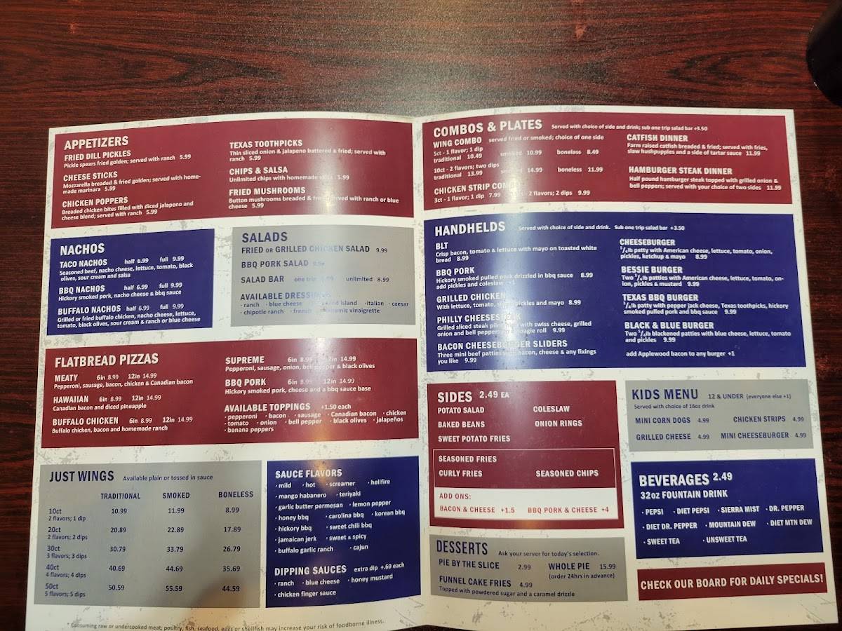 Menu at Topher's Wings BBQ, Rainsville