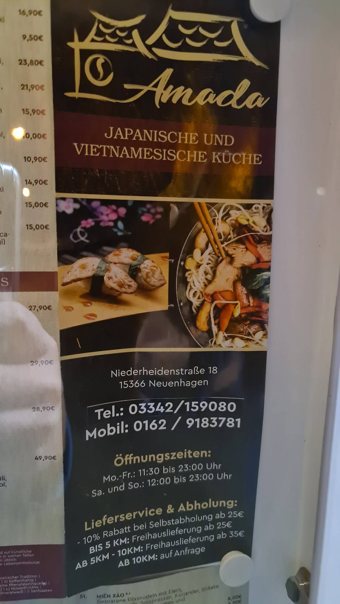 Speisekarte von Amada Restaurant Neuenhagen, Neuenhagen bei Berlin